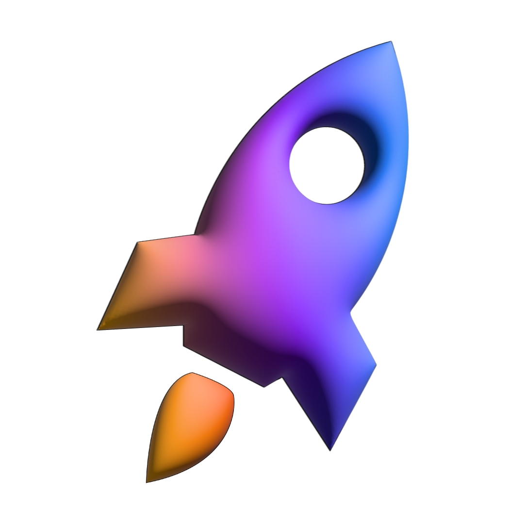 Cohete 3D representando el crecimiento digital con Pixel Trend